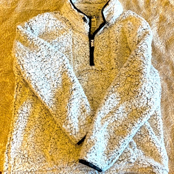 PINK Victoria's Secret Jackets & Blazers - VS Pink Pullover Gray Sherpa Jacket